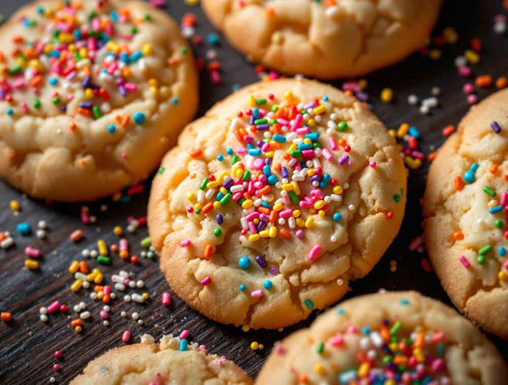 Birthday cake cookie with funfetti and sprinkles