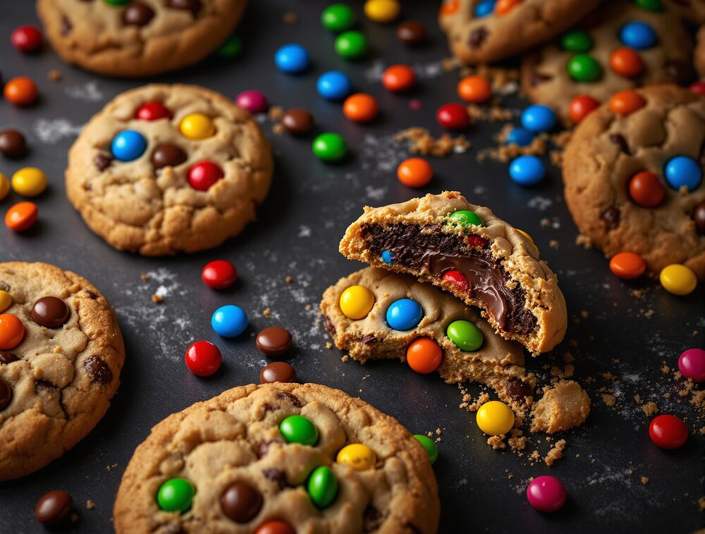 Loaded M&M cookies