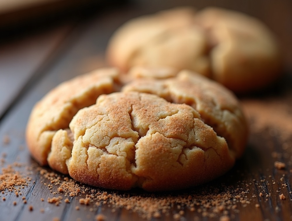 Snickerdoodle cookie with cinnamon sugar crust